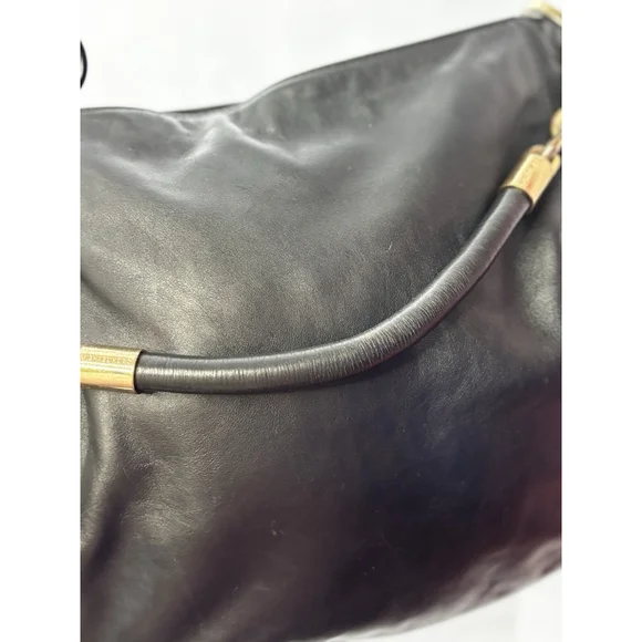 Michael Kors Stanthorpe Large Black Leather Shoulder Bag Gold Chain Strap - Picture 6 of 16